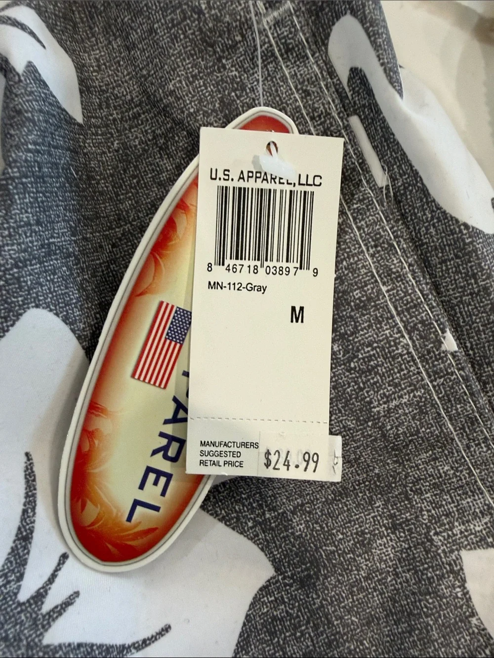 US Apparel Men's Gray & White Floral Swim Trunks